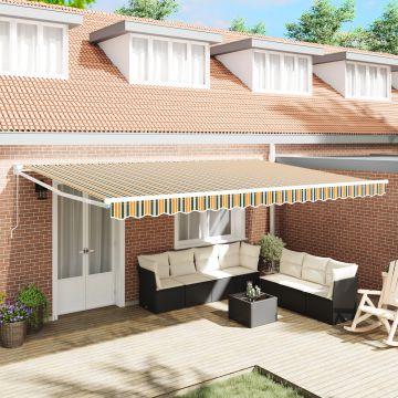 Marchiza retractabila manuala Gossi galben si verde 500x300 cm, material de inlocuire pentru marchiza Gossi, 5x3 m galben si verde