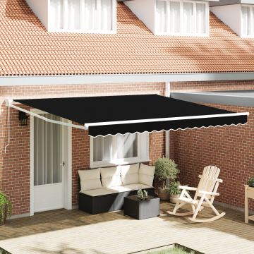 Marchiza retractabila manuala Gossi negru 400x300 cm, material de schimb pentru marchiza Gossi pentru cadru 4x3 m negru