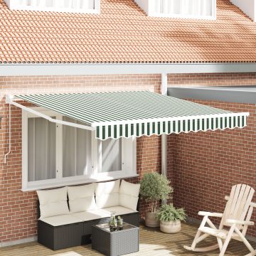 Marchiza retractabila manuala Gossi verde si alb 350x250 cm, material de inlocuire pentru marchiza Gossi pentru cadru de 3.5x2.5 m verde si alb