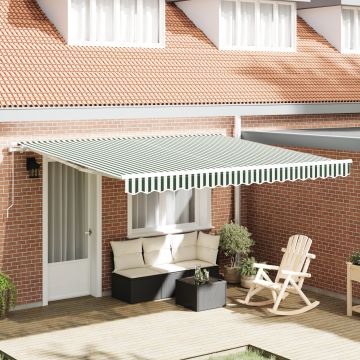 Marchiza retractabila manuala Gossi verde si alb 400x300 cm, material de inlocuire pentru marchiza Gossi pentru cadru de 4x3 m verde si alb