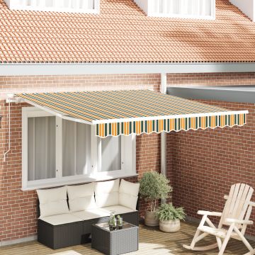 Marchiza retractabila manuala Gossi verde si galben 300x250 cm, material de inlocuire pentru marchiza Gossi cadru 3x2.5 m verde si galben