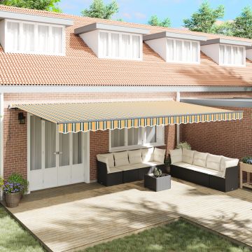 Marciza manuala retractabila Gossi verde si galben 600x350 cm, material de schimb pentru marciza Gossi pentru cadru de 6x3.5 m verde si galben