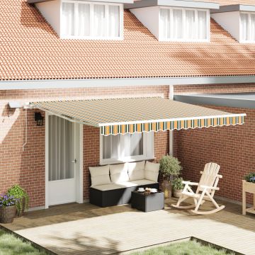 Umbrar manual retractabil Gossi cu led verde si galben 400x350 cm, material de schimb pentru umbrar Gossi pentru cadru de 4x3.5 m verde si galben