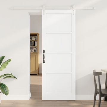 Usa glisanta Gossi cu set de componente alba 78x211 cm lemn masiv pin, usa interioara Gossi orkdal alba 78x211x4 cm lemn masiv pin