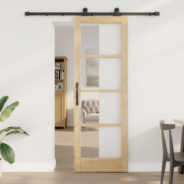 Usa glisanta Gossi cu set de hardware 'orkdal'lemn masiv & sticla, usa interior Gossi cu sticla 'orkdal'73.5x211x4 cm lemn masiv din pin