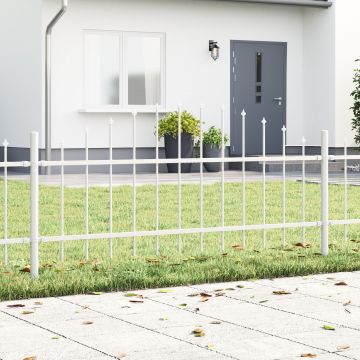 Gossi gard de gradina cu varf arcuit, alb, 3.4x0.75 m, otel