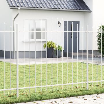 Gossi gard de gradina cu varf arcuit, alb, 3.4x1.5 m, otel