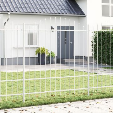 Gossi gard de gradina cu varf arcuit, alb, 3.4x1.75 m, otel