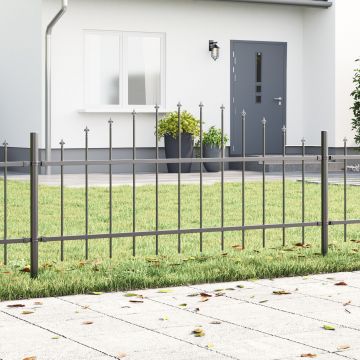 Gossi gard de gradina cu varf arcuit, gri, 10.2x0.75 m, otel