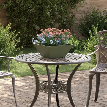 Gossi ghiveci metalic verde olive metal mediu insertii decorative