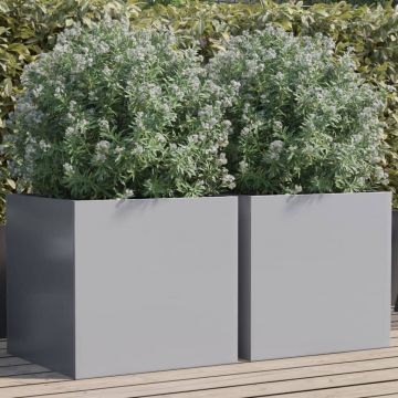 Gossi jardiniere, 2 buc., argintiu, 49x47x46 cm, otel galvanizat