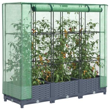 Gossi strat inaltat cu husa de sera, aspect ratan, 120x40x123 cm