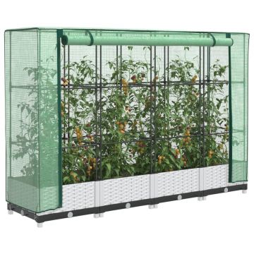 Gossi strat inaltat cu husa de sera, aspect ratan, 160x40x123 cm