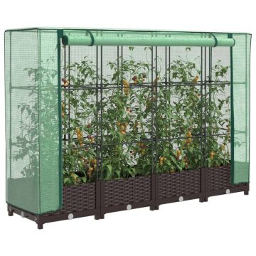 Gossi strat inaltat cu husa de sera, aspect ratan, 160x40x123 cm