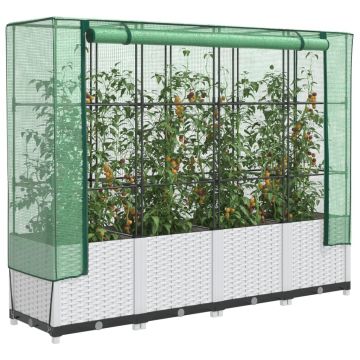 Gossi strat inaltat cu husa de sera, aspect ratan, 160x40x138 cm