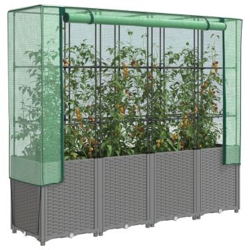 Gossi strat inaltat cu husa de sera, aspect ratan, 160x40x153 cm