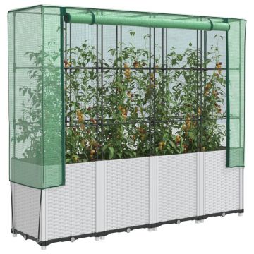 Gossi strat inaltat cu husa de sera, aspect ratan, 160x40x153 cm
