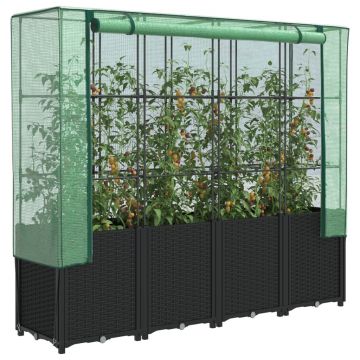 Gossi strat inaltat cu husa de sera, aspect ratan, 160x40x153 cm