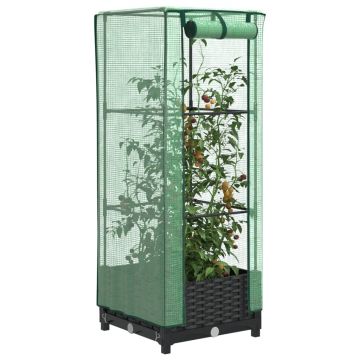 Gossi strat inaltat cu husa de sera, aspect ratan, 40x40x123 cm