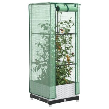 Gossi strat inaltat cu husa de sera, aspect ratan, 40x40x123 cm