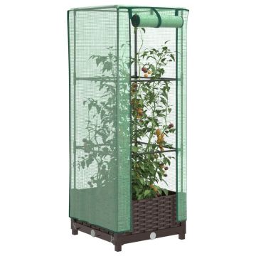 Gossi strat inaltat cu husa de sera, aspect ratan, 40x40x123 cm
