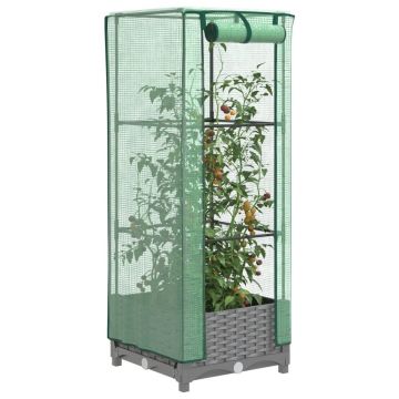 Gossi strat inaltat cu husa de sera, aspect ratan, 40x40x123 cm