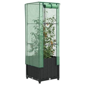 Gossi strat inaltat cu husa de sera, aspect ratan, 40x40x139 cm