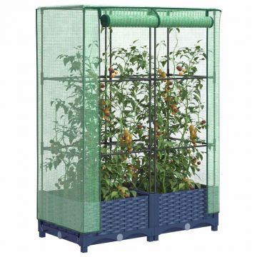 Gossi strat inaltat cu husa de sera, aspect ratan, 80x40x123 cm