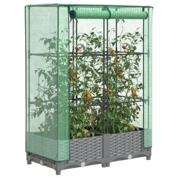 Gossi strat inaltat cu husa de sera, aspect ratan, 80x40x123 cm
