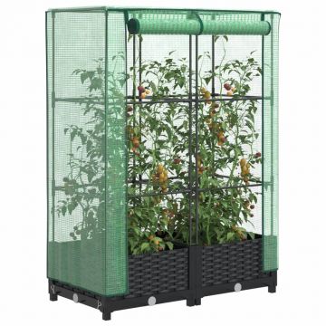 Gossi strat inaltat cu husa de sera, aspect ratan, 80x40x123 cm