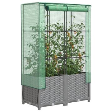 Gossi strat inaltat cu husa de sera, aspect ratan, 80x40x138 cm