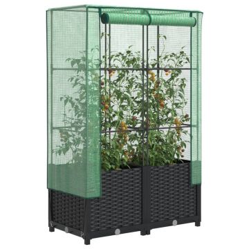 Gossi strat inaltat cu husa de sera, aspect ratan, 80x40x138 cm