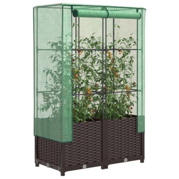 Gossi strat inaltat cu husa de sera, aspect ratan, 80x40x138 cm