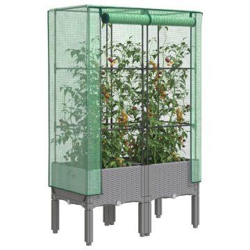 Gossi strat inaltat cu husa de sera, aspect ratan, 80x40x140 cm