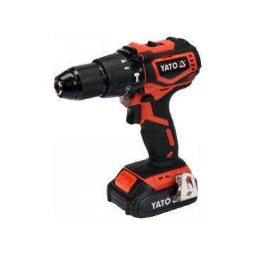 Mașină de găurit și înșurubat cu percuție fără fir YATO 42 Nm fără perie de carbon 18 V Li-Ion (1 x acumulator 2.0 Ah + încărcător)