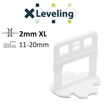 Distantiere XL autonivelare ( Clips XL ) pt. placi groase (11- 20 mm) - Rost de 2 mm - 100 buc - XLEV-PLC2XL100