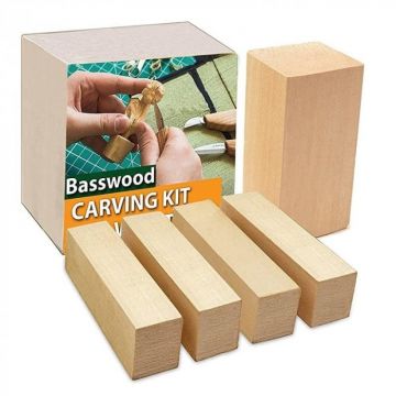 Set de blocuri din lemn pentru sculptura BeaverCraft BW1, 5 piese