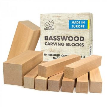 Set de blocuri din lemn pentru sculptura BeaverCraft BW10, 10 piese