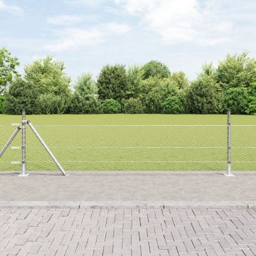 Gard hexagonal Gossi 0.5x10 m otel galvanizat, stalpi Gossi cu placi de baza 7 buc Ø32mm 70cm otel galvanizat