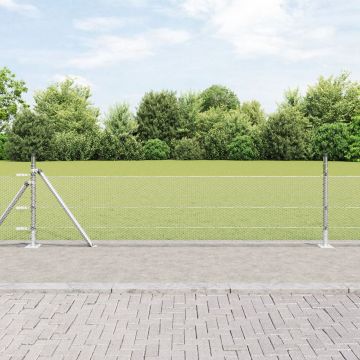 Gard hexagonal Gossi 0.5x100 m otel galvanizat, stalpi de gard Gossi cu placi de baza 13 buc Ø32mm 70cm otel galvanizat