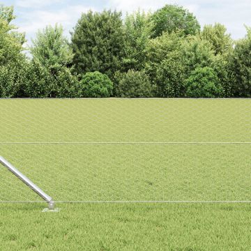 Gard hexagonal Gossi 0.6x100 m otel galvanizat, stalpi de gard Gossi cu spike 13 buc Ø32 mm 80 cm otel galvanizat