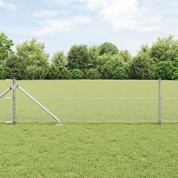 Gard hexagonal Gossi 0.6x25 m otel galvanizat, stalpi de gard Gossi cu varf 13 buc Ø32 mm 80 cm otel galvanizat