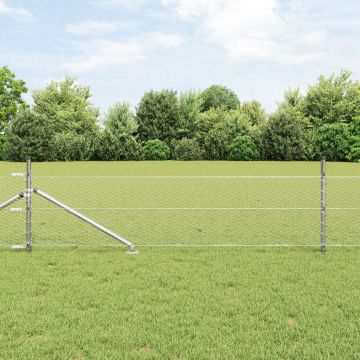 Gard hexagonal Gossi 0.8x25 m otel galvanizat, stalpi de gard Gossi cu spike 13 buc Ø32 mm 100 cm otel galvanizat