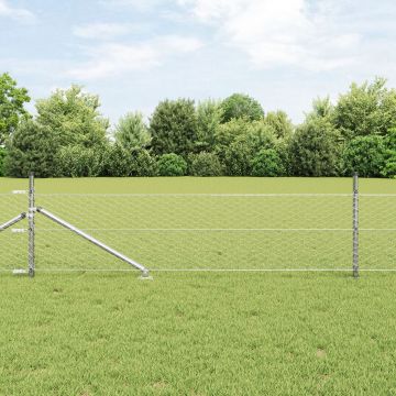 Gard hexagonal Gossi 0.8x25 m otel galvanizat, stalpi gard Gossi cu varf 13 buc Ø32 mm 100 cm otel galvanizat