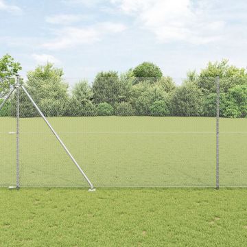 Gard hexagonal Gossi 1.5x50 m otel galvanizat, stalpi pentru gard Gossi cu varf 13 buc Ø32 mm 170 cm otel galvanizat