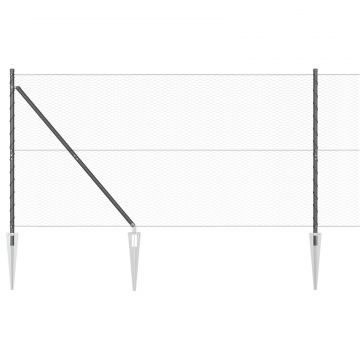 Gard hexagonal Gossi gri 1.4x25 m otel, stalpi de gard Gossi cu varf 13 buc Ø32 mm 160 cm otel zincat