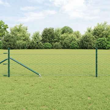 Gard hexagonal Gossi verde 0.4x10 m otel, stalpi gard Gossi cu spike 7 buc Ø32 mm 60 cm otel zincat