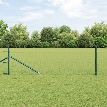 Gard hexagonal Gossi verde 0.4x50 m otel, postamente pentru gard Gossi cu varf 13 buc Ø32 mm 60 cm otel galvanizat