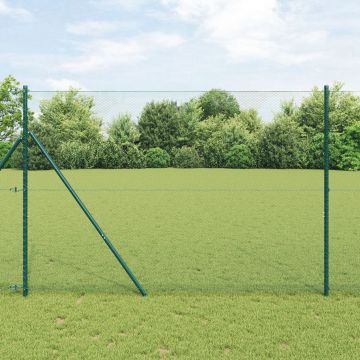 Gard hexagonal Gossi verde 1.5x10 m otel, stalpi de gard Gossi 7 buc verde Ø32 mm 200 cm otel galvanizat