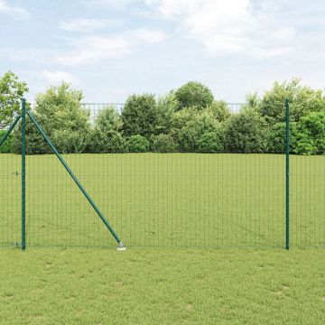 Gossi euro fence cu 7 stalpi cu varfuri 1.6x10 m otel galvanizat verde